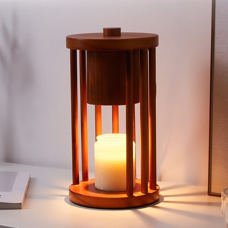 HappyWix Chic Wooden Candle Warmer Lamp